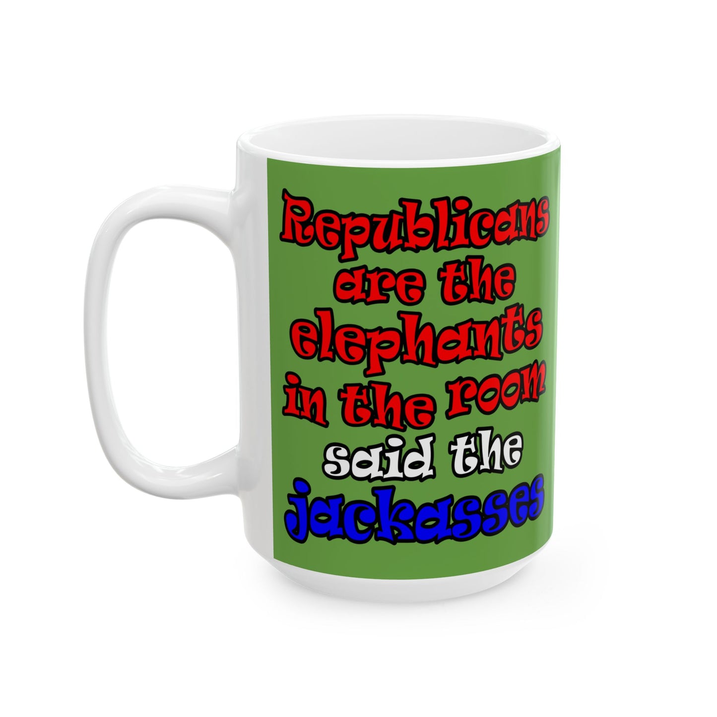 donkeys and elephants - White Mug (green)