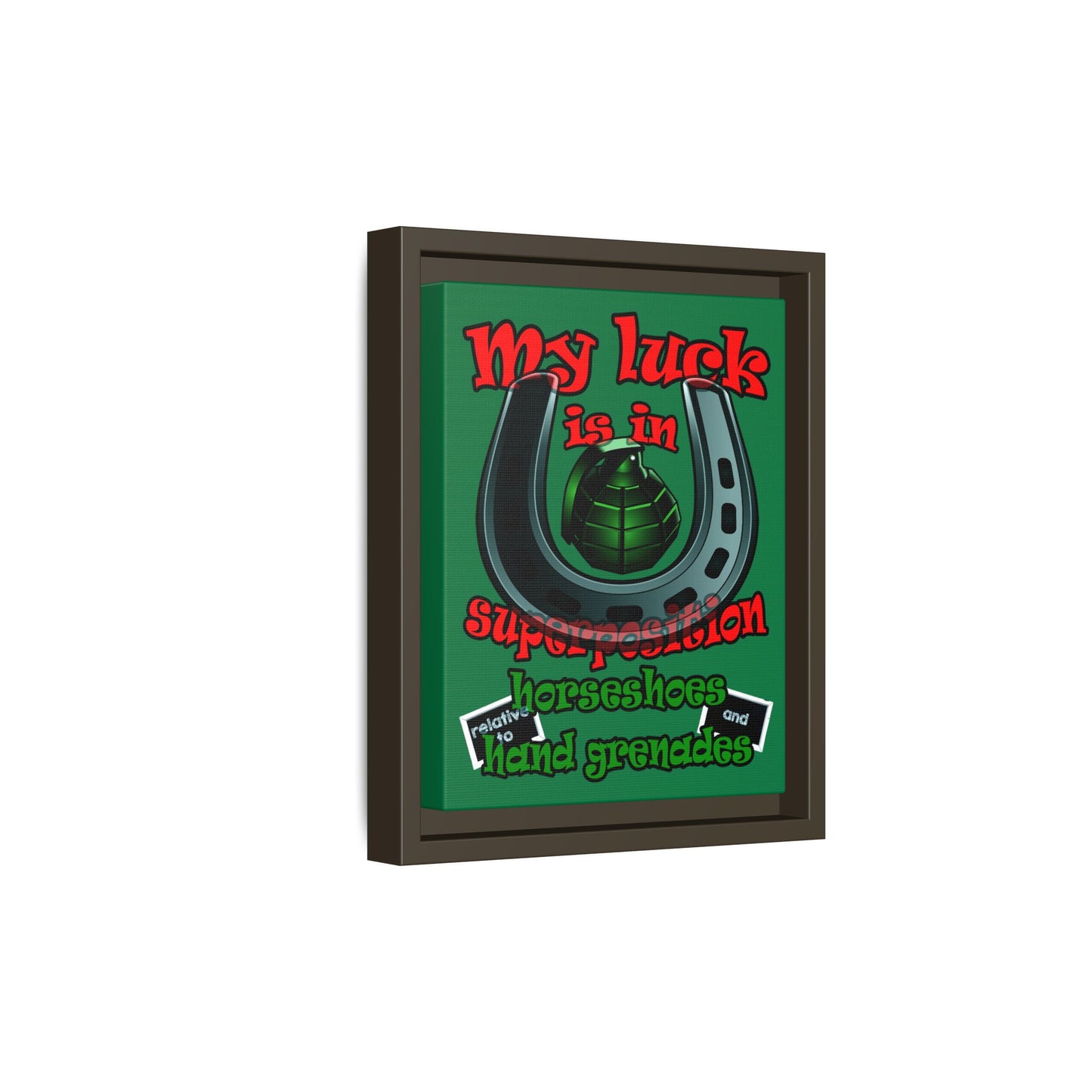 my luck - framed canvas art (dark green)