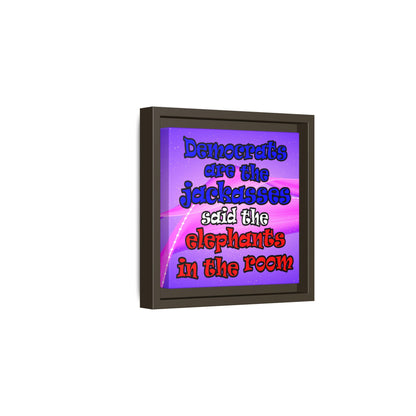 donkeys and elephants - framed canvas art (purple-pink wave)