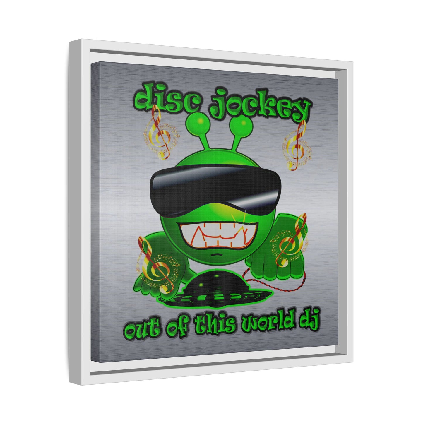 disc jockey - framed canvas art (brushed nickel)
