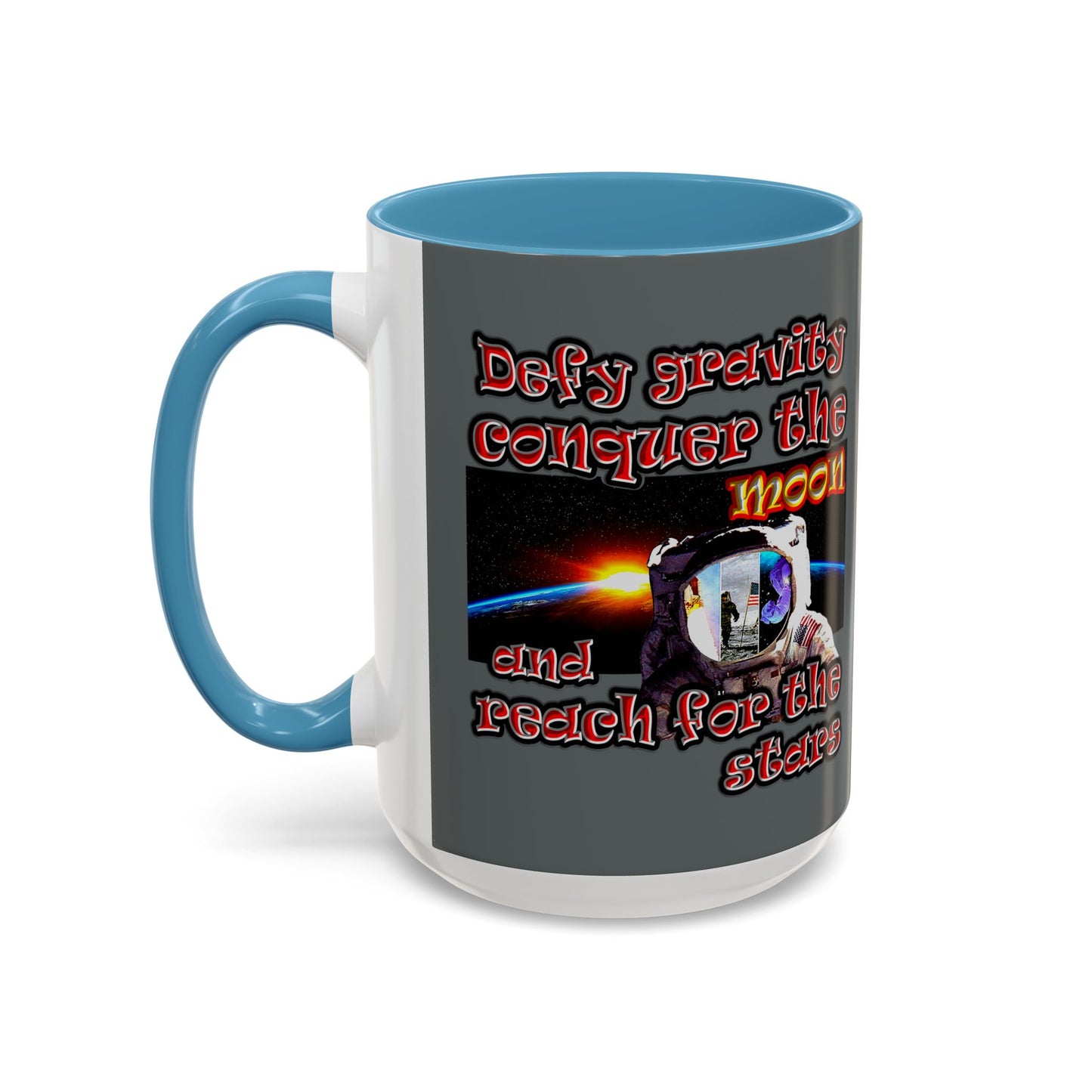 defy conquer reach - Accent Mug (dark grey)