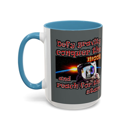defy conquer reach - Accent Mug (dark grey)