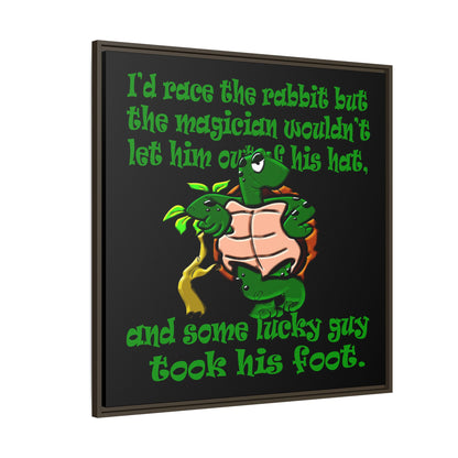 turtle race - framed canvas art (black)