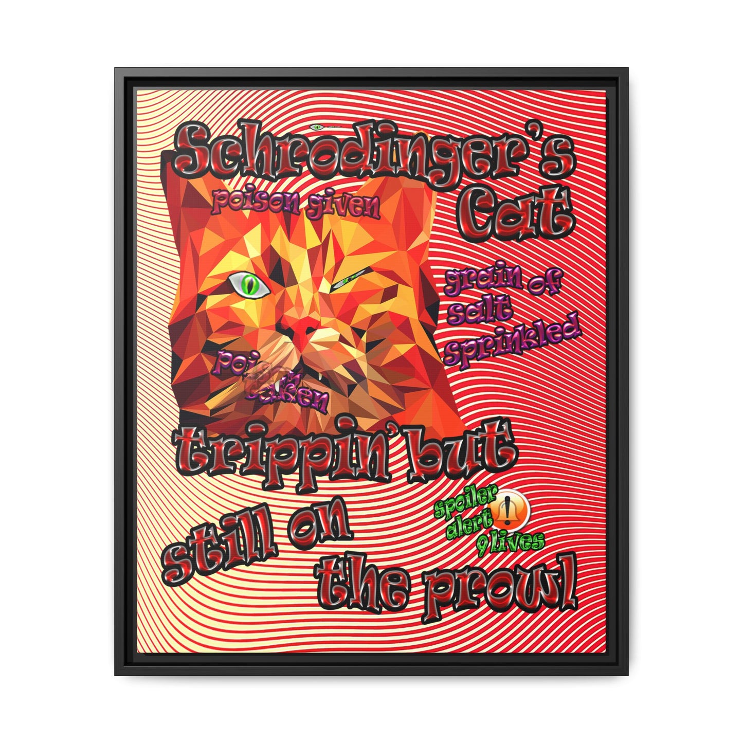schrodinger's cat - framed canvas art (yellow-orange wave)