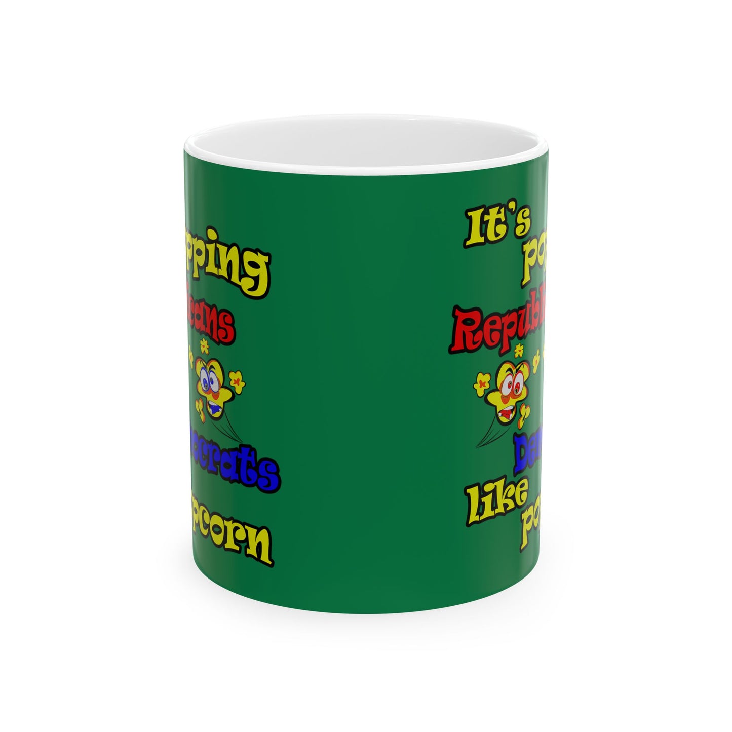popping like popcorn - White Mug (dark green)