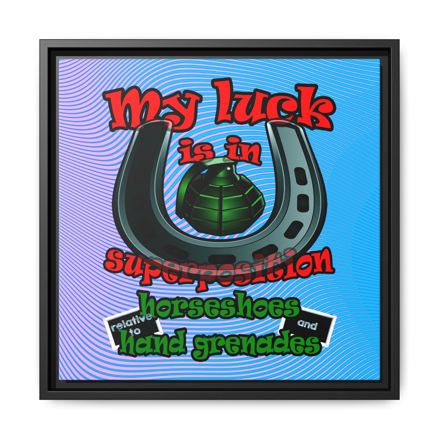 my luck - framed canvas art (light blue-purple wave)