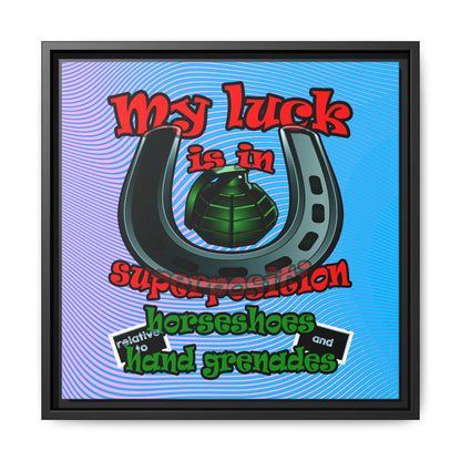 my luck - framed canvas art (light blue-purple wave)
