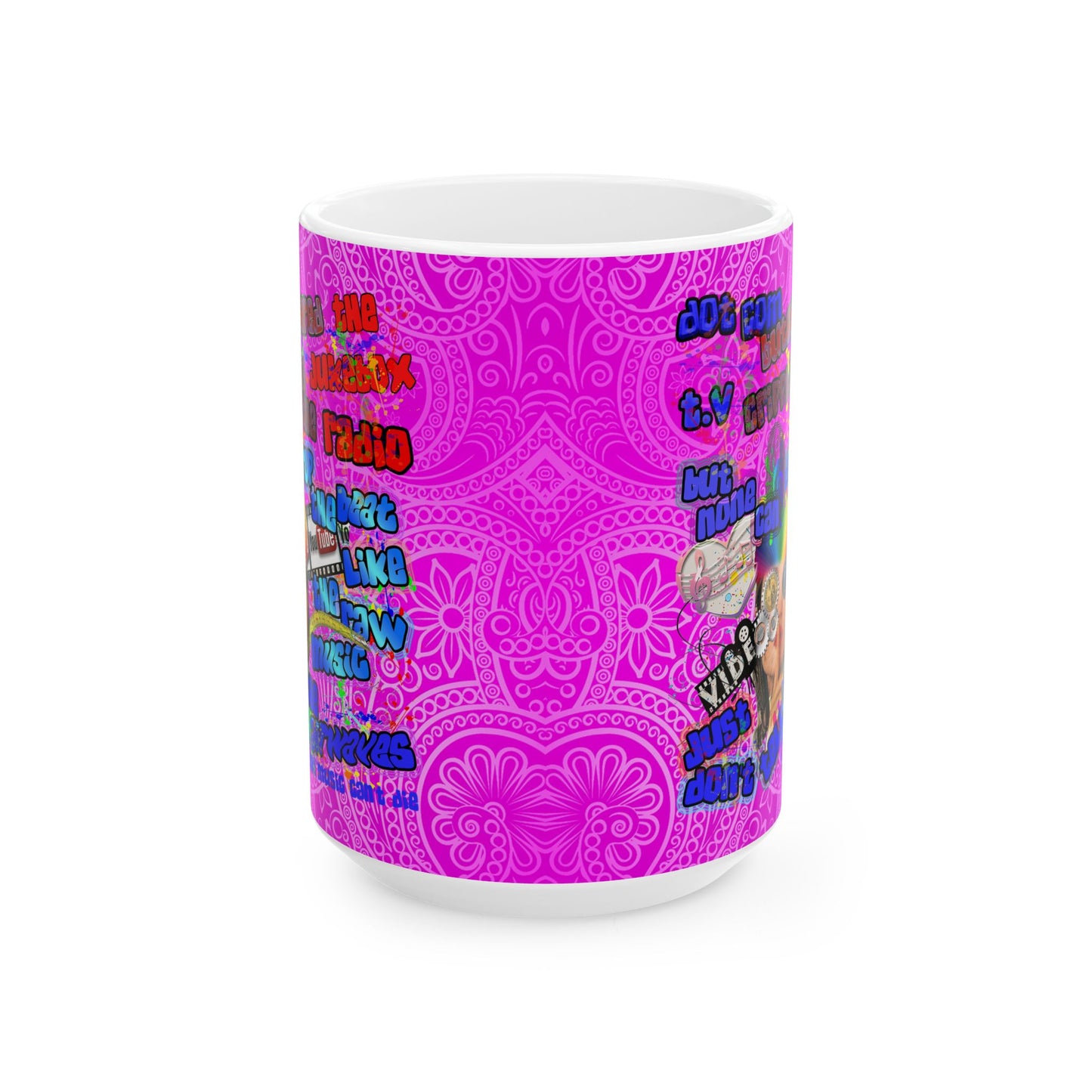 drop the beat - White Mug (pink swirl)