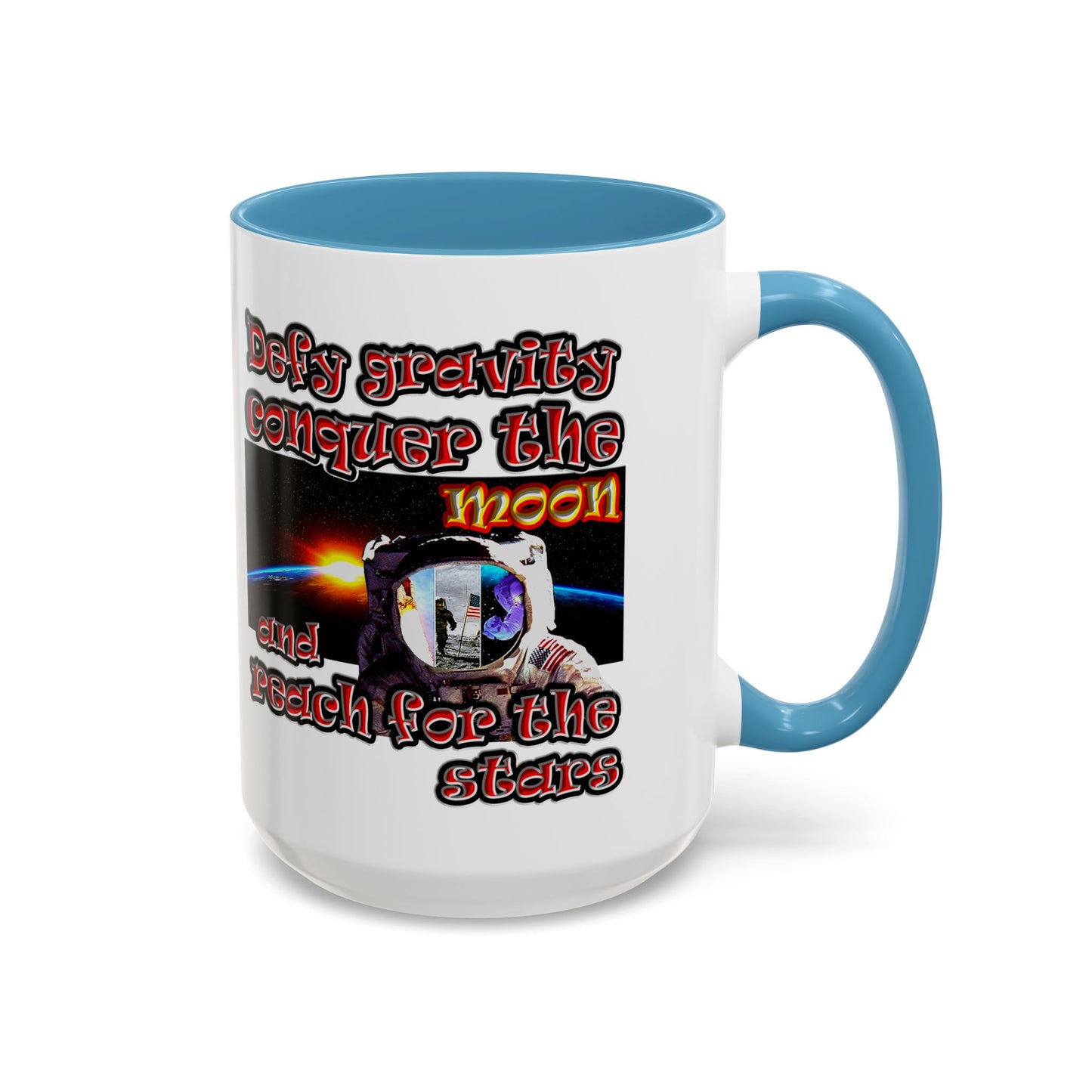 defy conquer reach - Accent Mug (white)