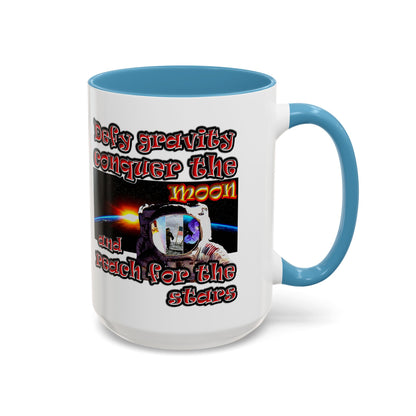 defy conquer reach - Accent Mug (white)
