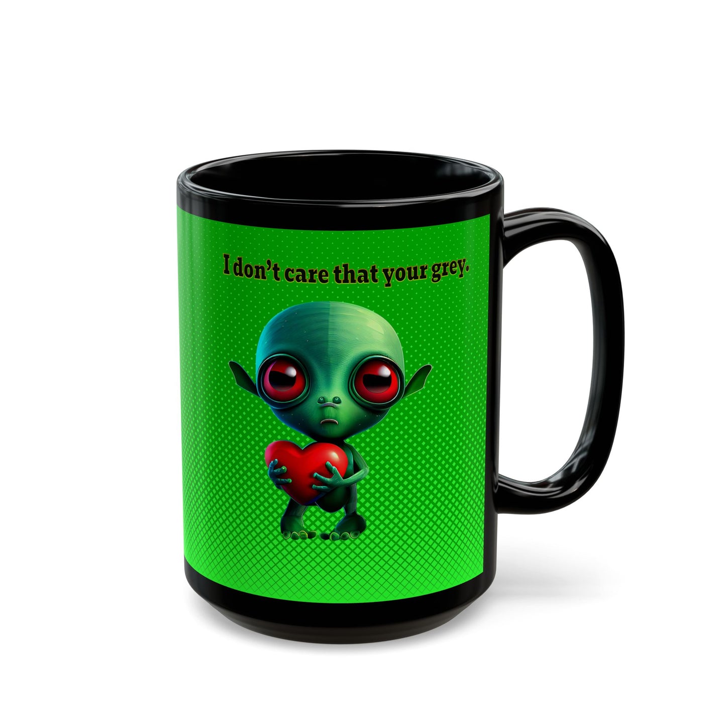 I don't care that your grey - Black Mug (logo green)