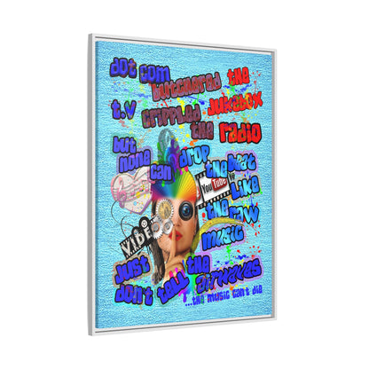 drop the beat - framed canvas art (faded blue)