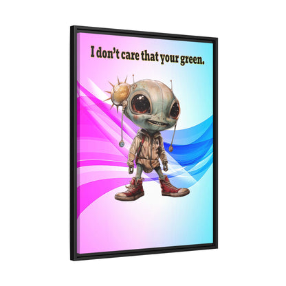 I don't care that your green - framed canvas art (light blue-pink wave)