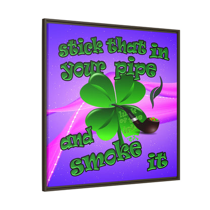 stick that in your pipe and smoke it - framed canvas art (purple-pink wave)