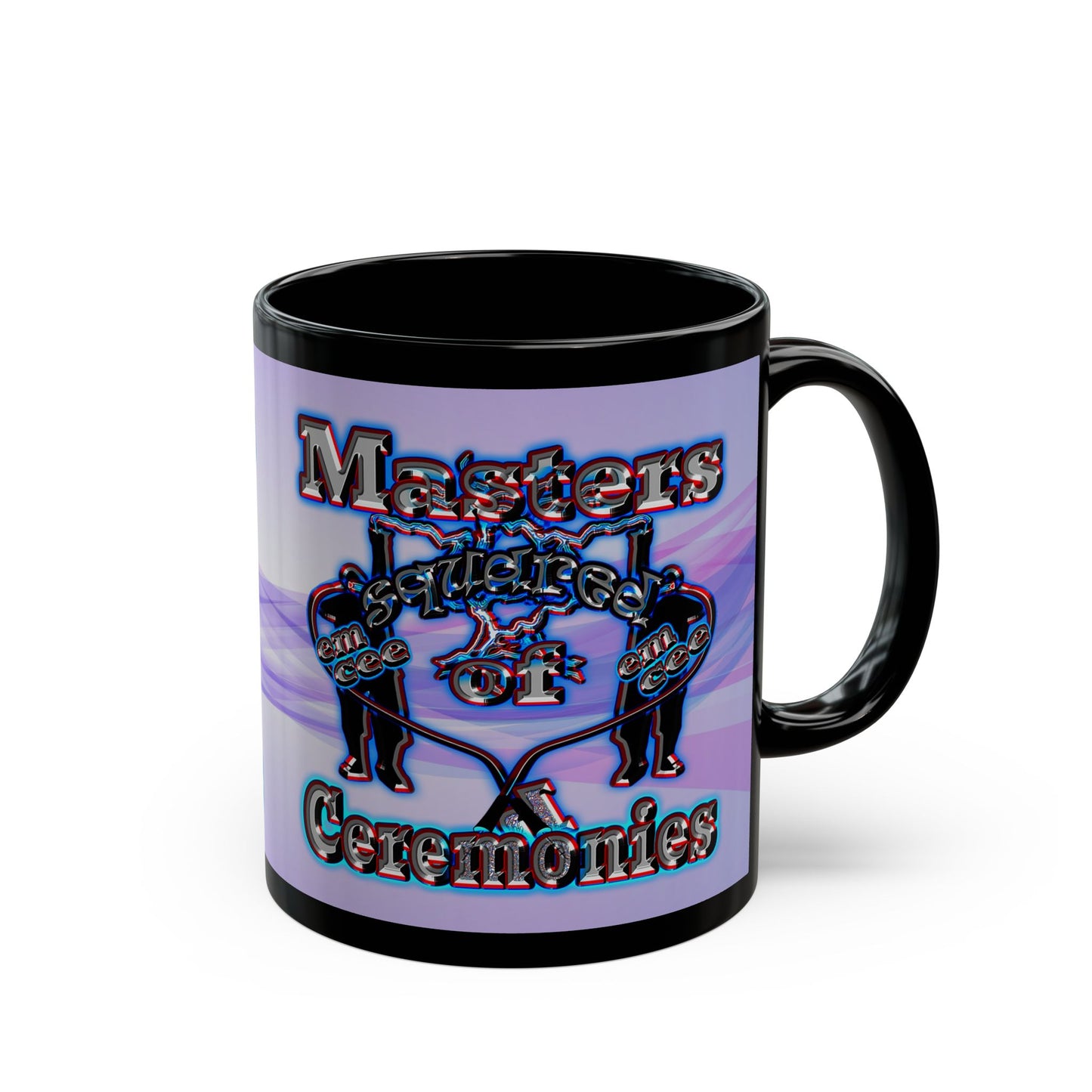 em cee squared - Black Mug (light blue-pink wave)