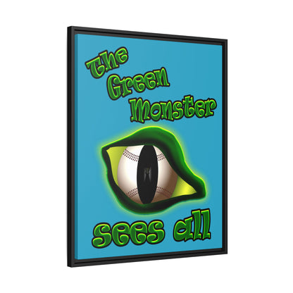 green monster - framed canvas art (turquoise)