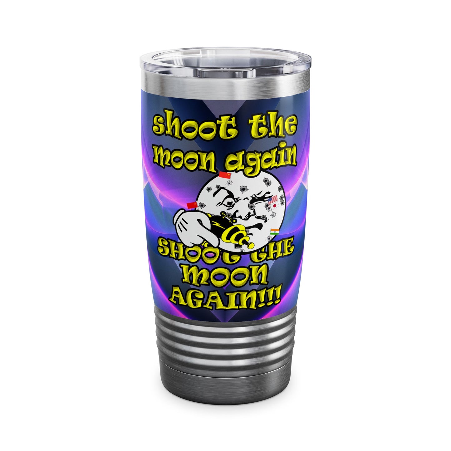 shoot the moon again - Ringneck Tumbler, 20oz (grey-pink wave)