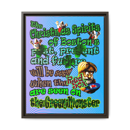 christmas spirits of boston - framed canvas art (light blue-purple wave)