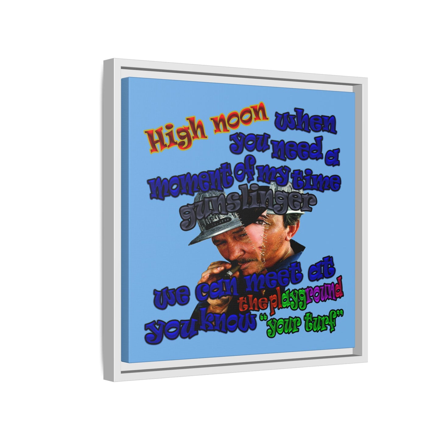 high noon - framed canvas art (light blue)