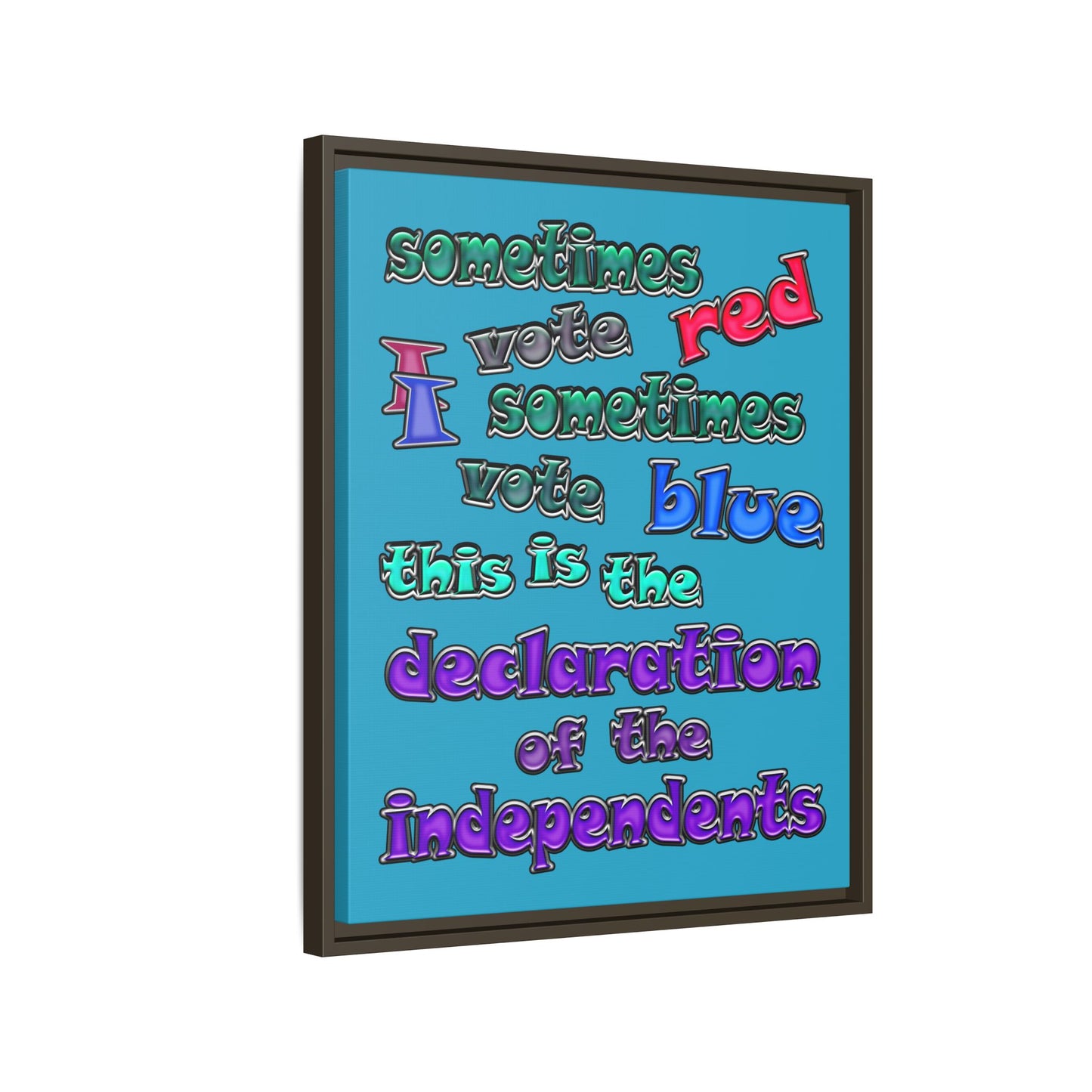 declaration of the independents - framed canvas art (turquoise)