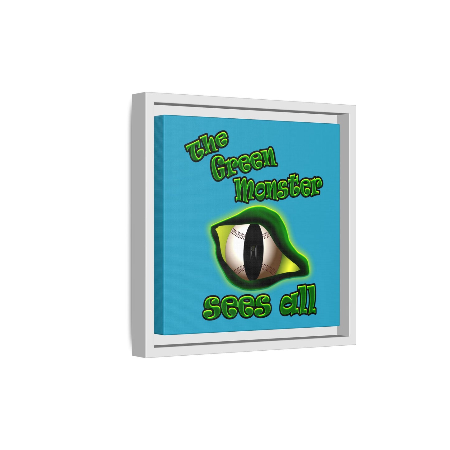 green monster - framed canvas art (turquoise)