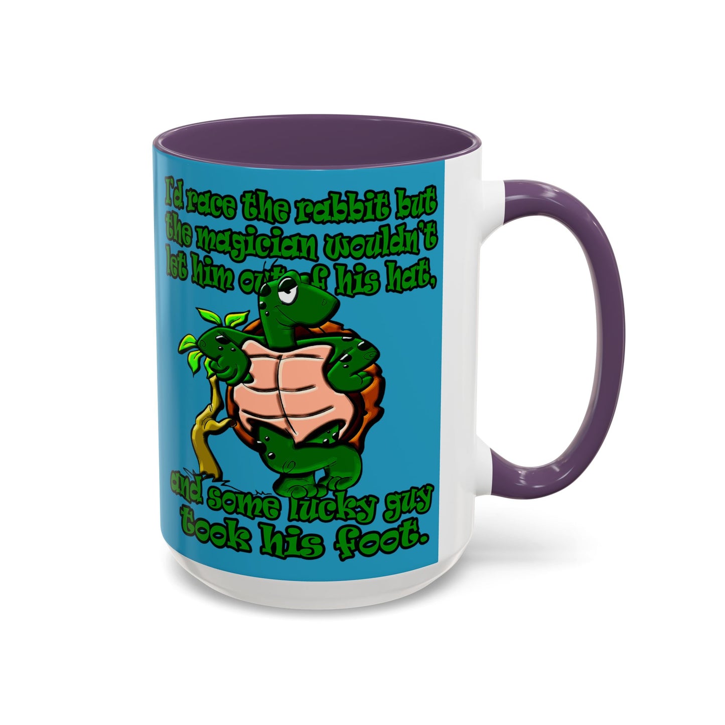 turtle race - Accent Mug (turquoise)