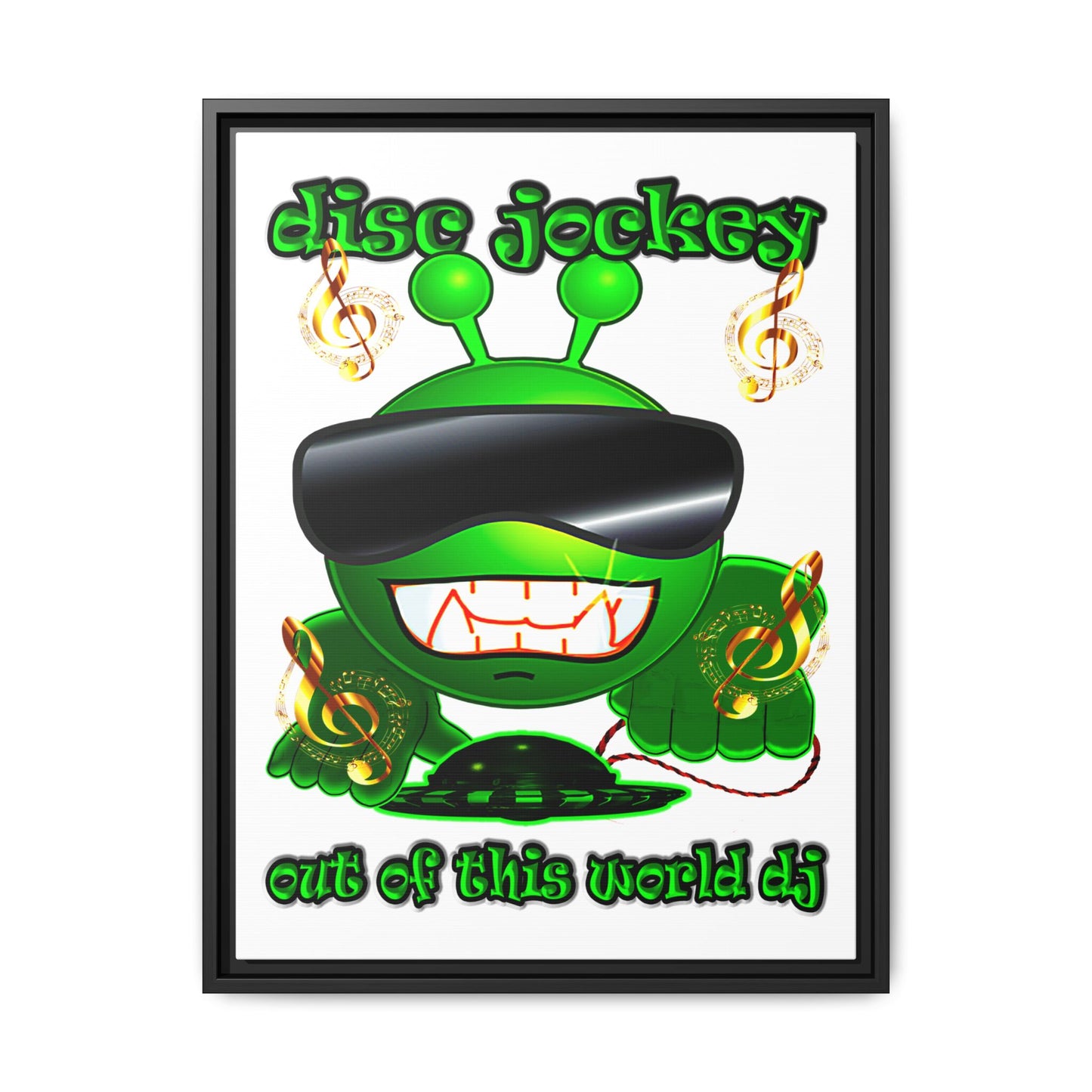 disc jockey - framed canvas art (white)