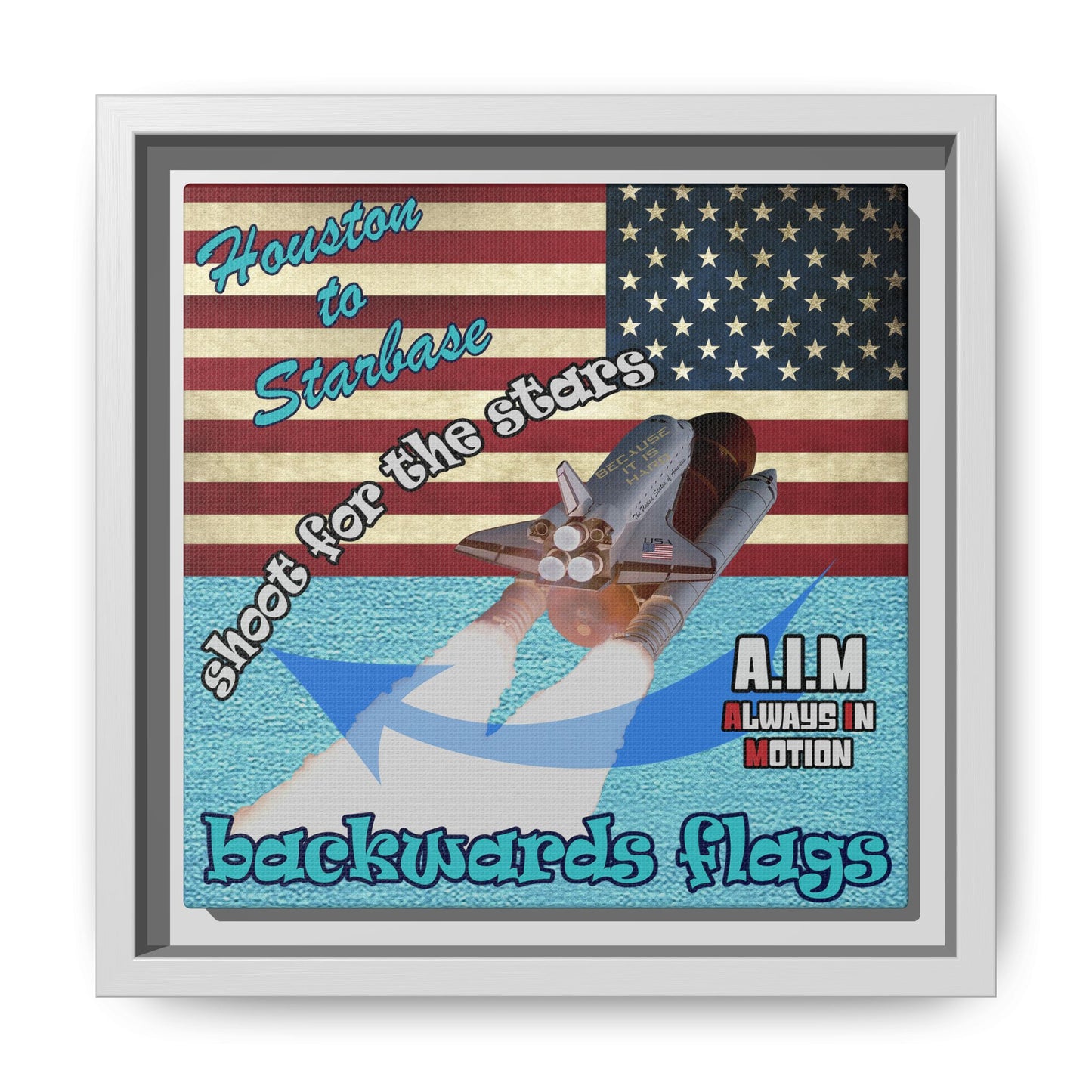 shoot for the stars - framed canvas art (faded blue)