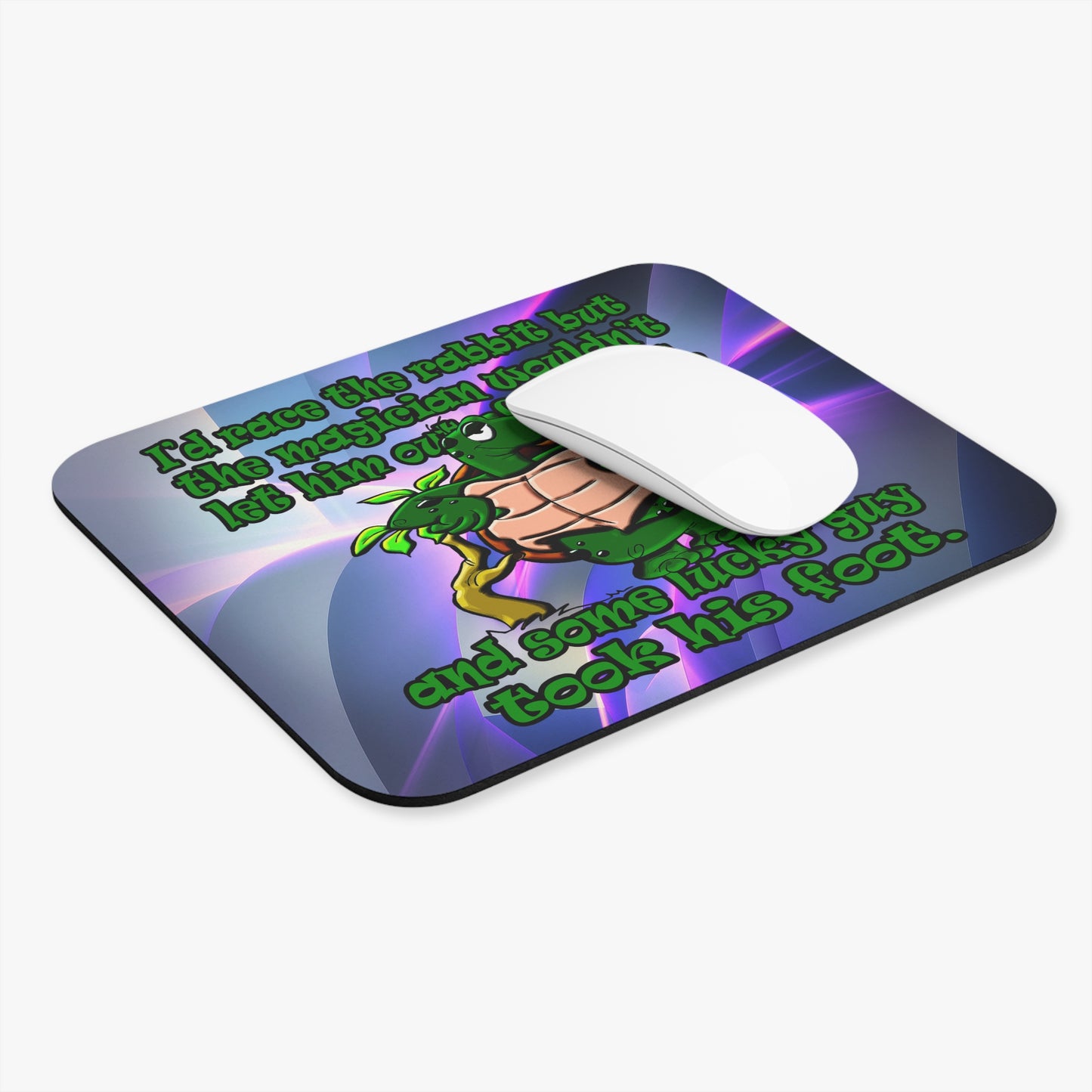 turtle race - Mouse Pad (Rectangle) (grey-pink wave)