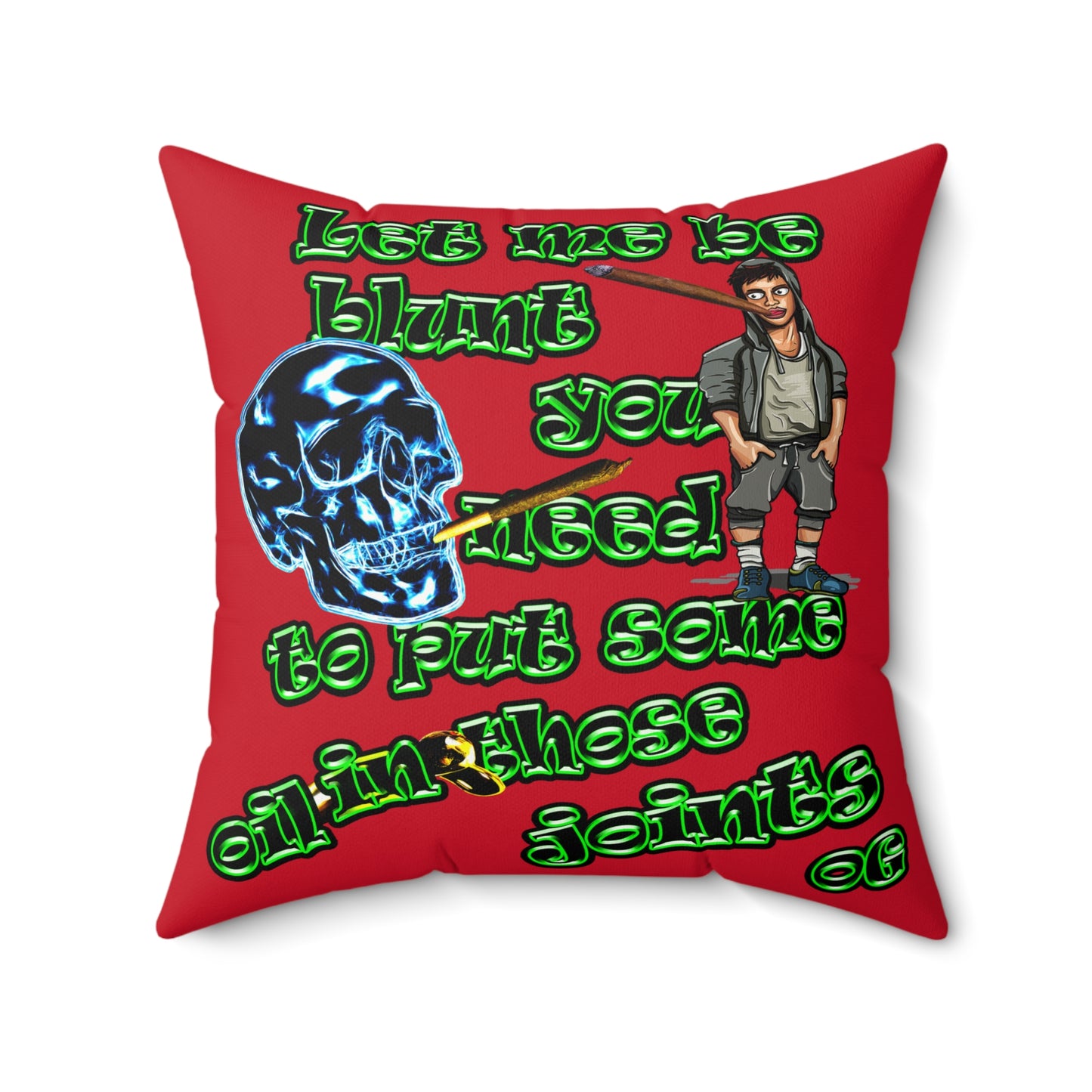 og - Faux Suede Square Pillow - (dark red)