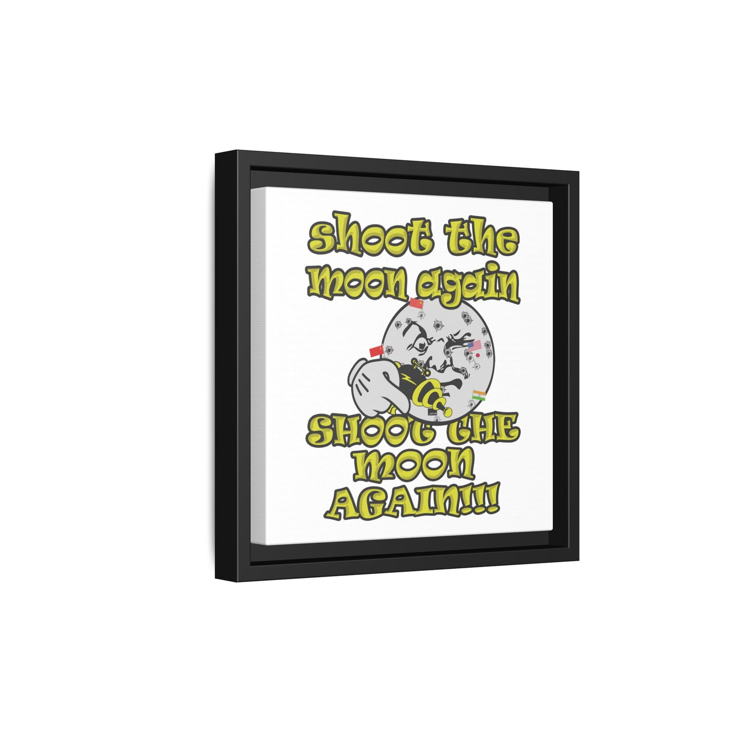 shoot the moon again - framed canvas art (white)
