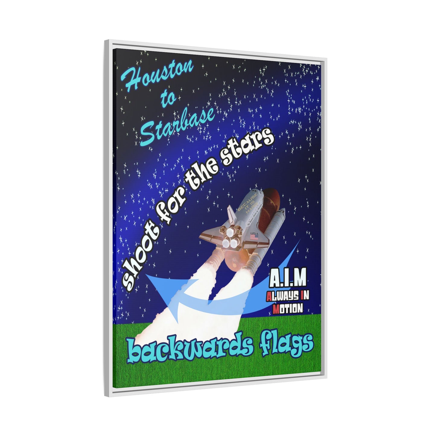 shoot for the stars - framed canvas art ('snoops' background)