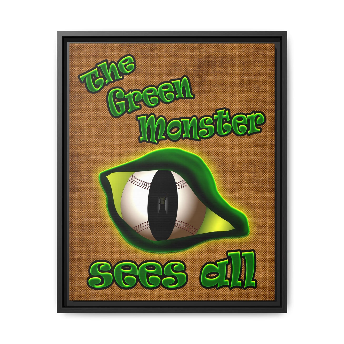 green monster - framed canvas art (brown papyrus)