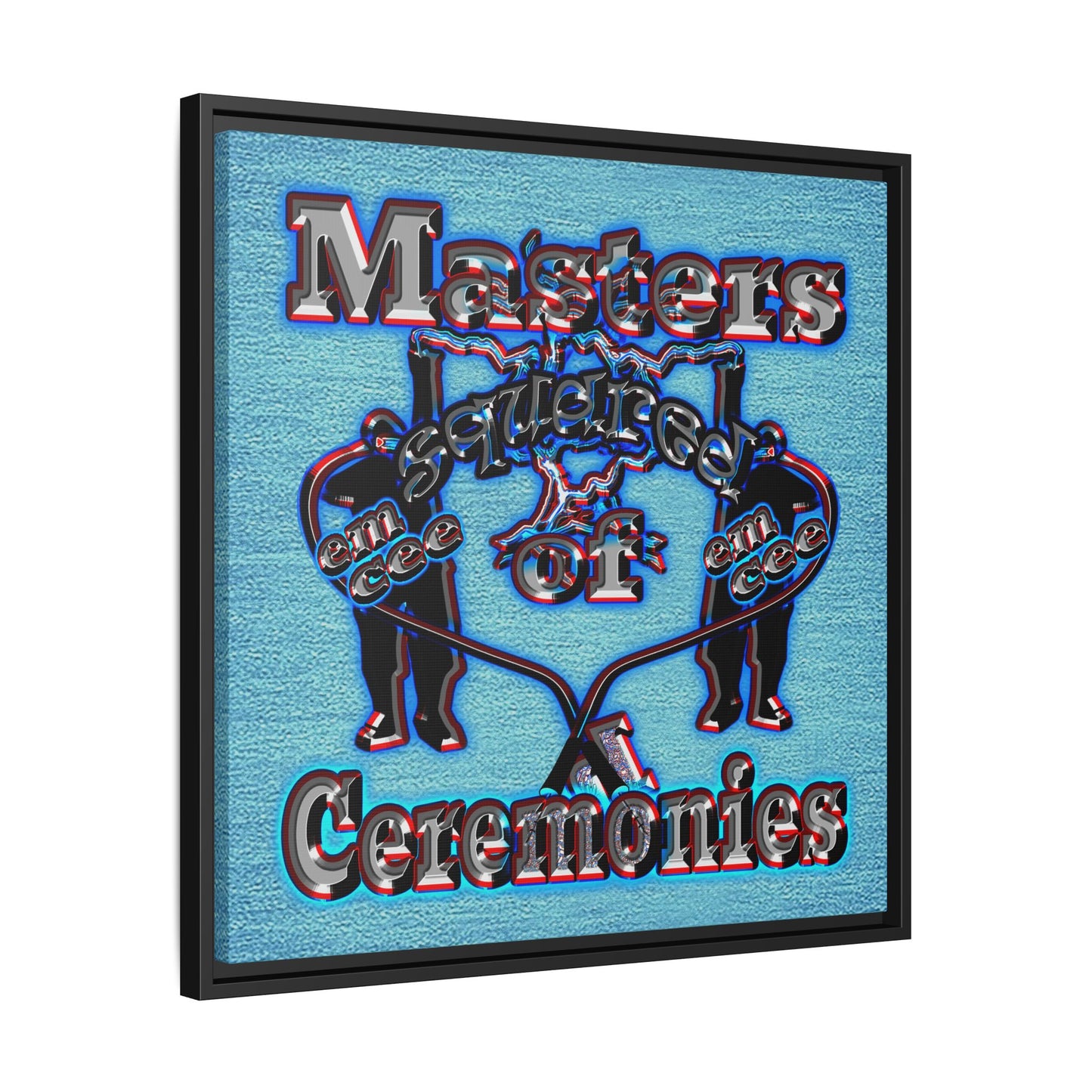 em cee squared - framed canvas art (faded blue)