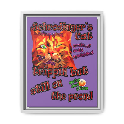 schrodinger's cat - framed canvas art (light purple)