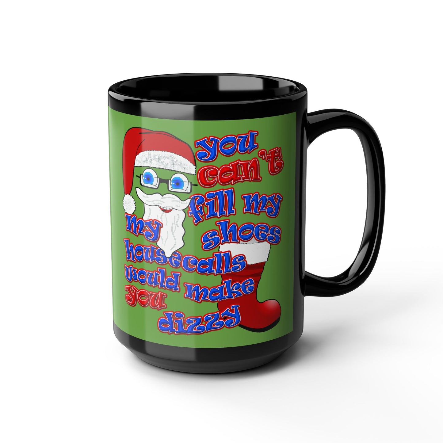 santa's shoes - Black Mug (green)
