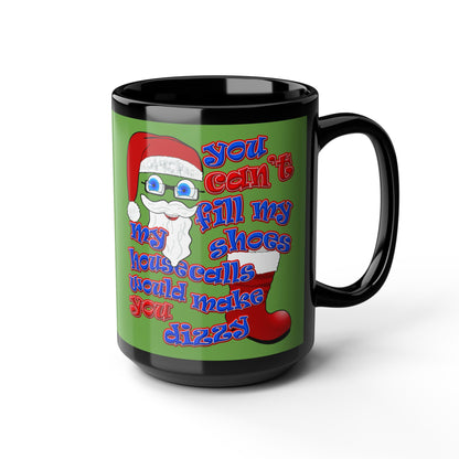santa's shoes - Black Mug (green)