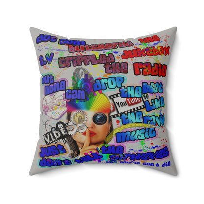 drop the beat - Faux Suede Square Pillow - (light grey)