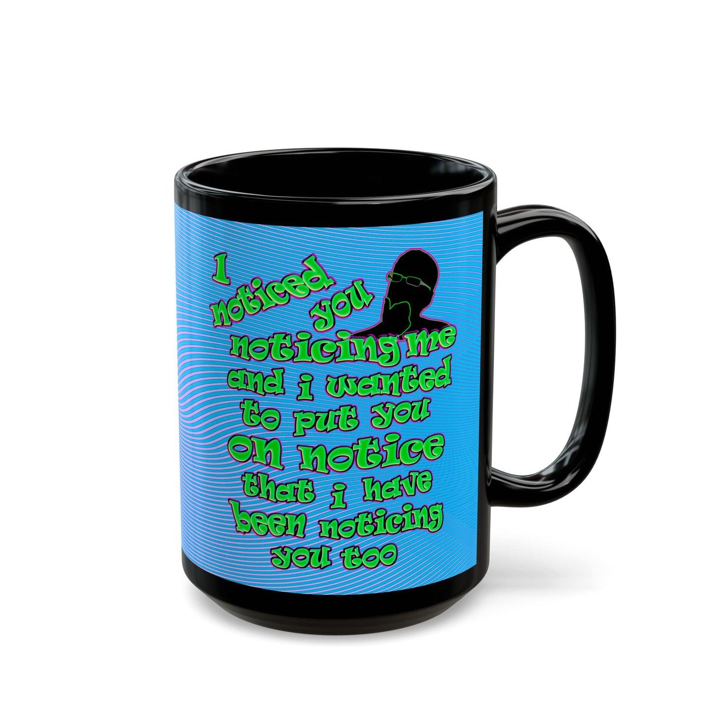 noticed you noticing - Black Mug (light blue-purple wave)