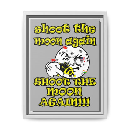 shoot the moon again - framed canvas art (light grey)