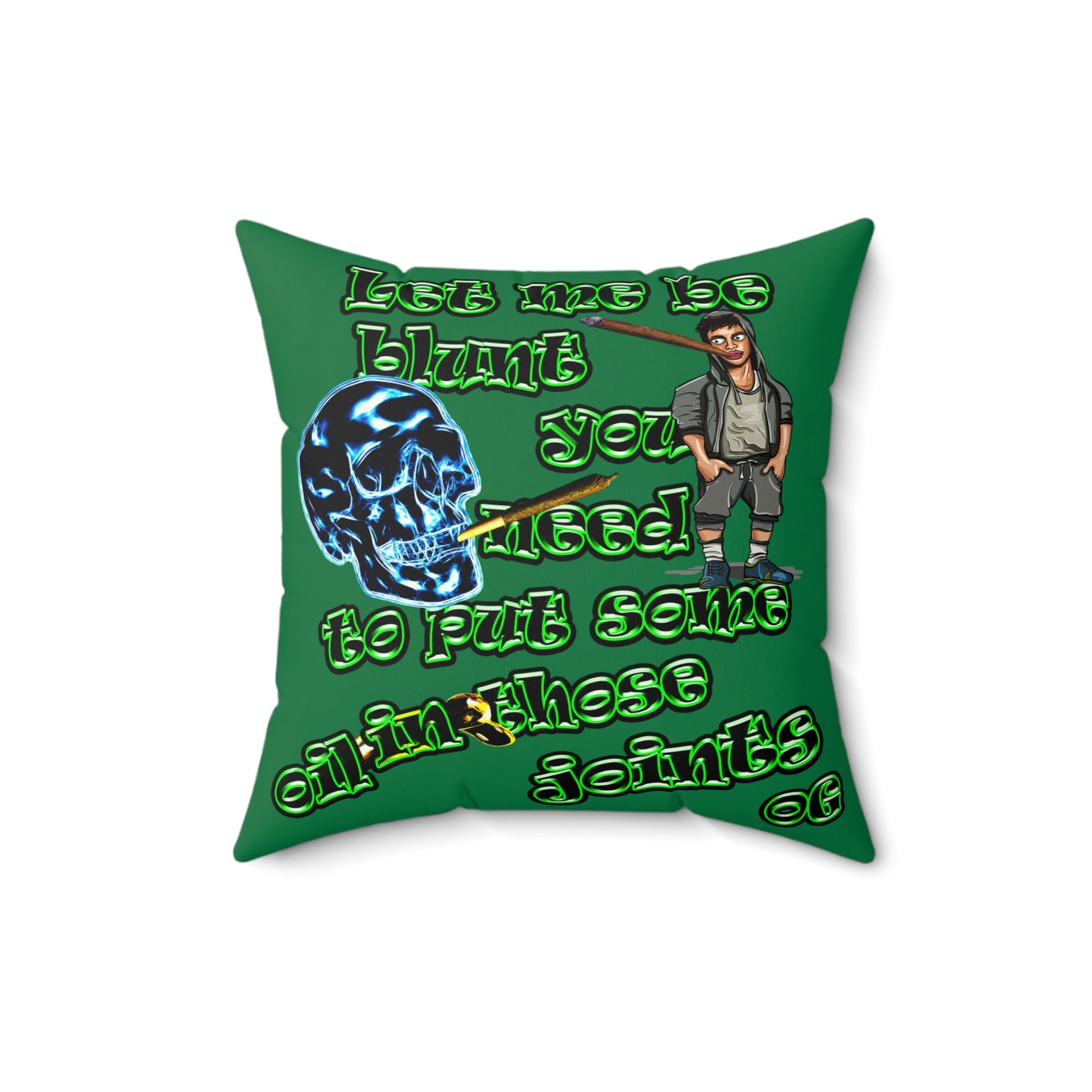 og - Faux Suede Square Pillow - (dark green)