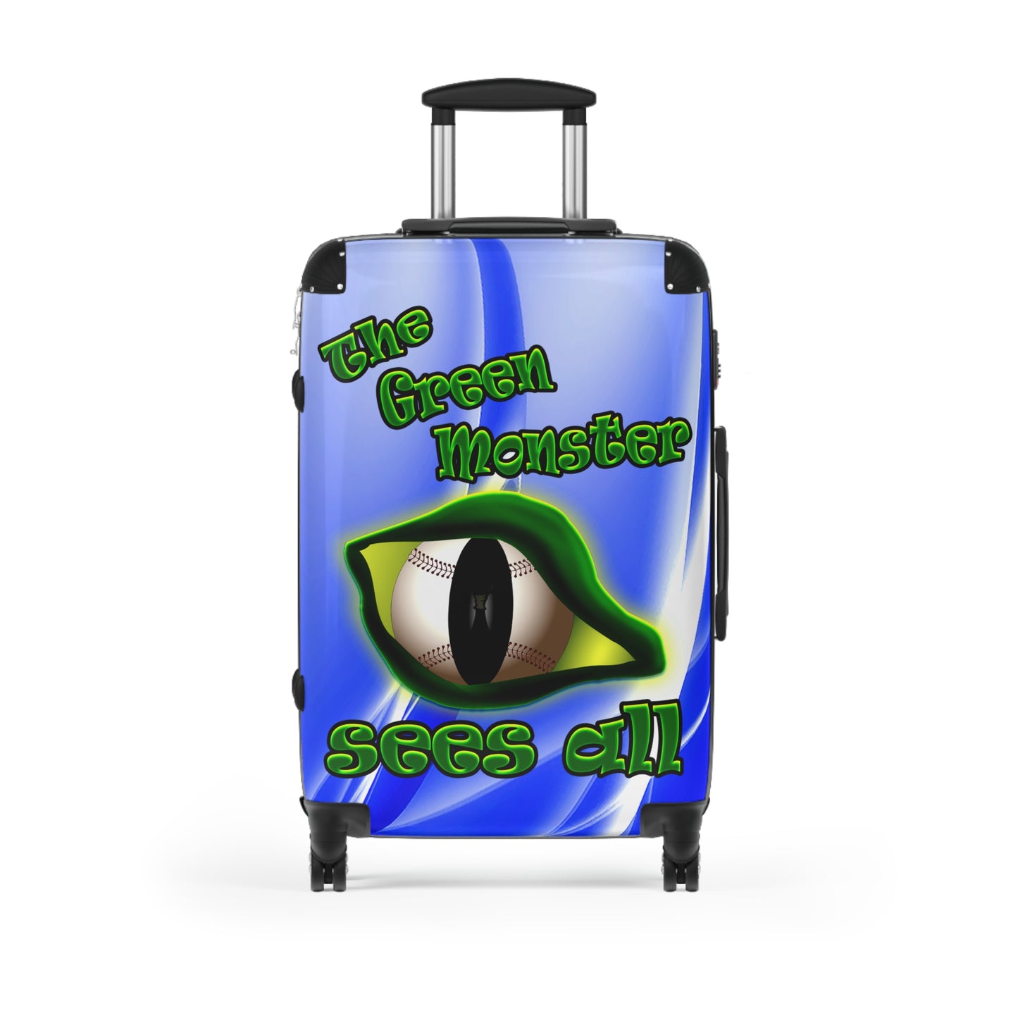 green monster - Suitcase (blue-white wave)