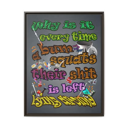 the bum's shit - framed canvas art (grey-light grey)