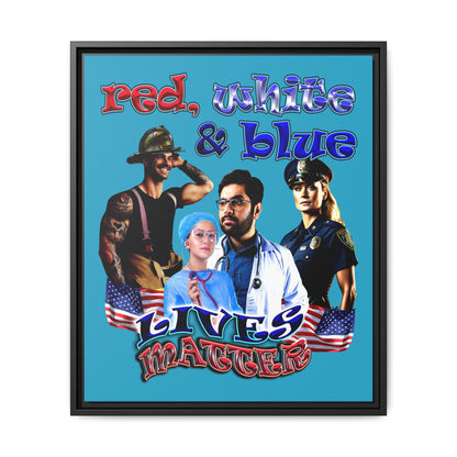 rw&b lives matter - framed canvas art (turquoise)