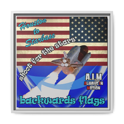 shoot for the stars - framed canvas art (blue-white wave)