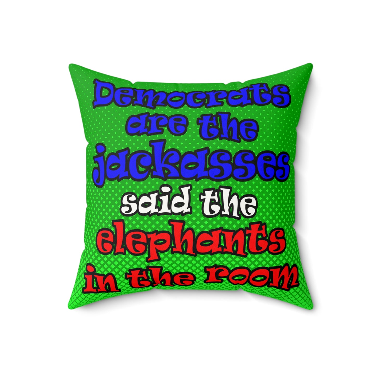 donkeys and elephants - Faux Suede Square Pillow - (logo green)