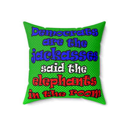 donkeys and elephants - Faux Suede Square Pillow - (logo green)
