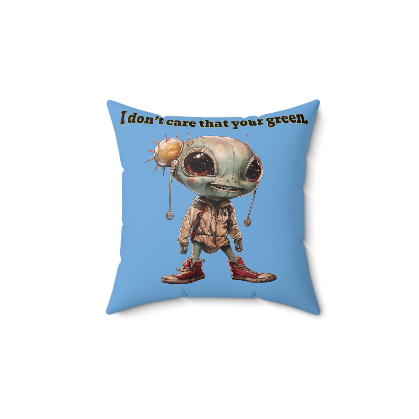I don't care that your grey - Faux Suede Square Pillow - (light blue)