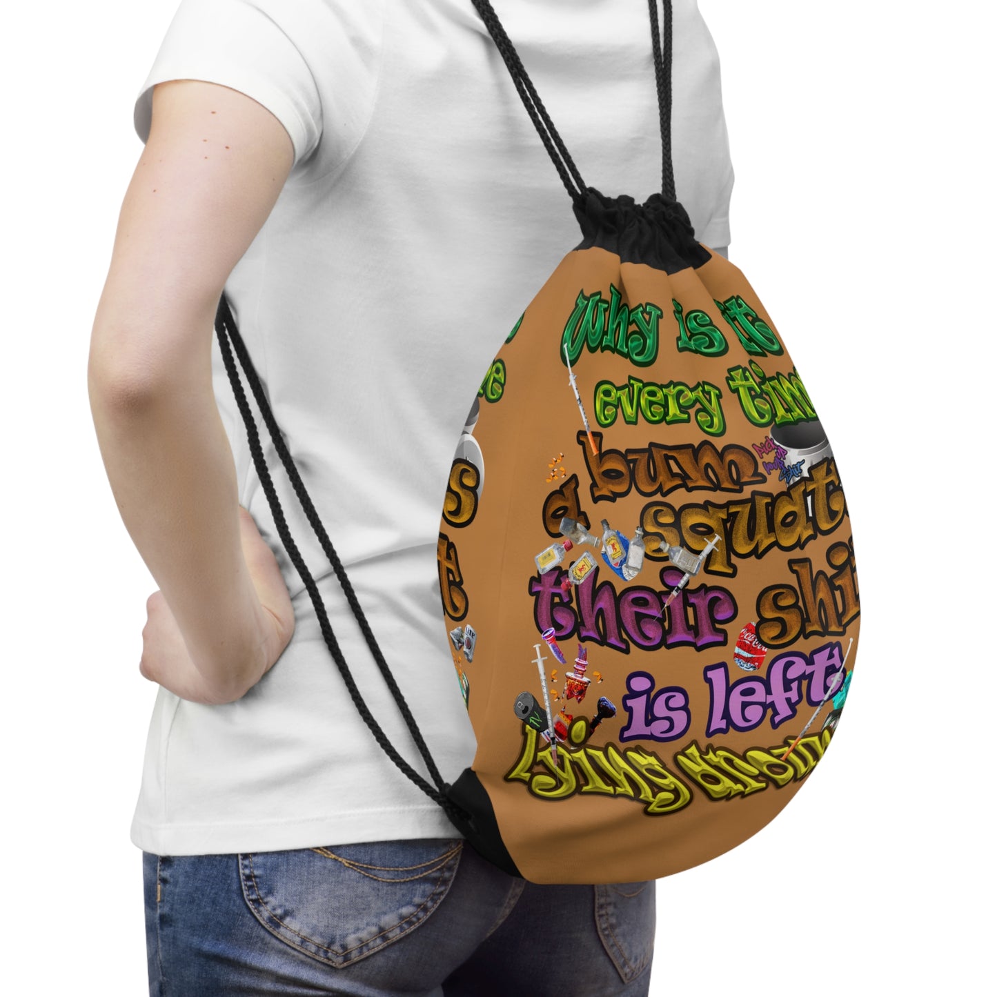 the bum's shit - Drawstring Bag (light brown)