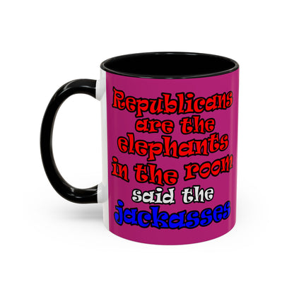 donkeys and elephants - Accent Mug (pink)
